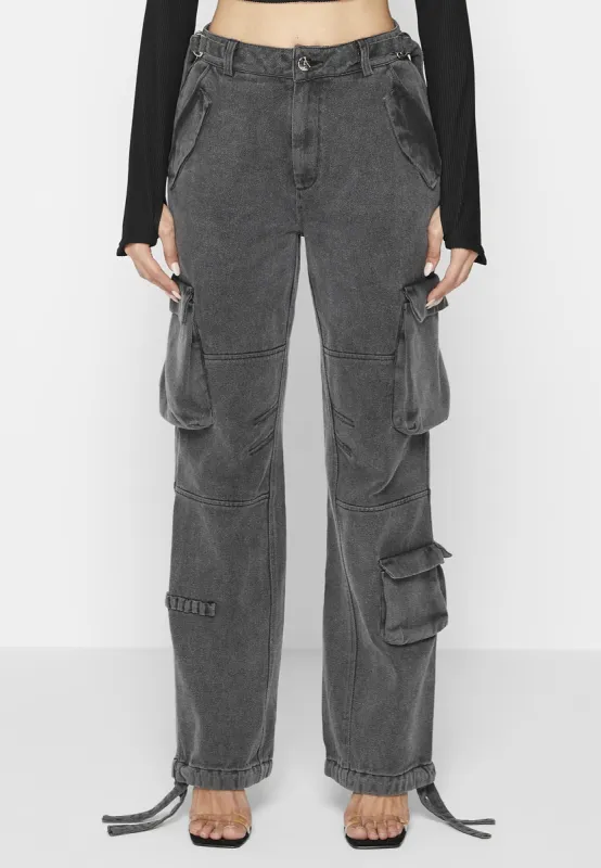 Mid Rise Cargo Pants - Washed Grey sold by Maniere De Voir