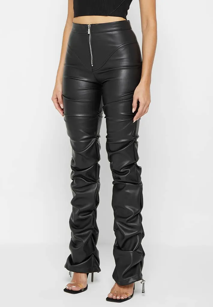 Tacked Leather Flared Trousers - Black sold by Maniere De Voir product image thumbnail 4