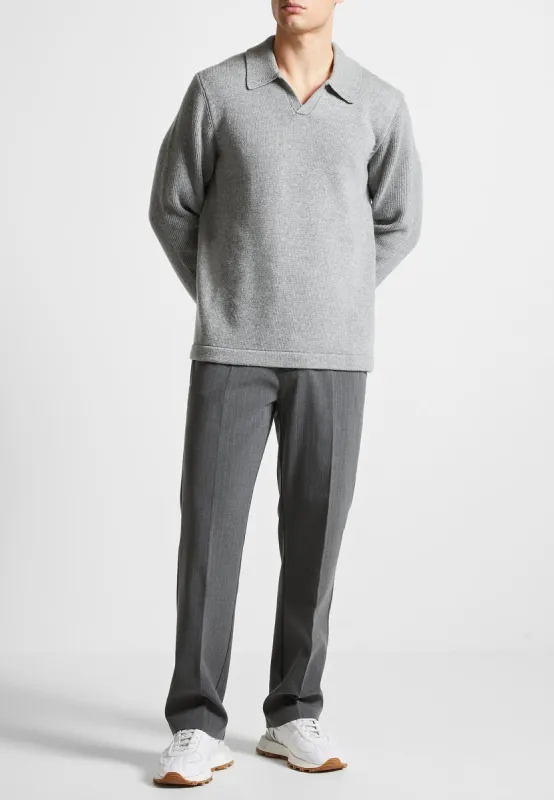 Wool Revere Long Sleeve Polo Top - Grey sold by Maniere De Voir