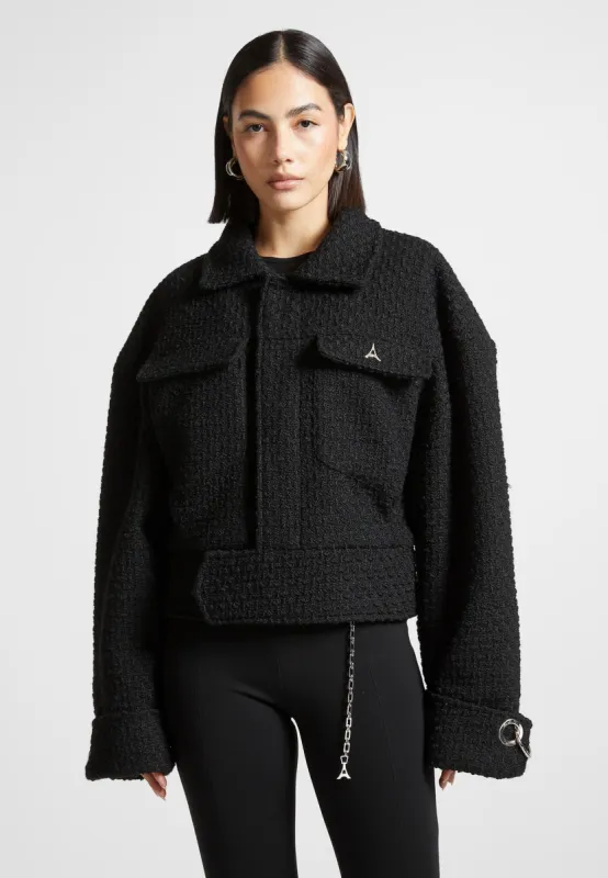 Boxy Boucle Jacket - Black sold by Maniere De Voir