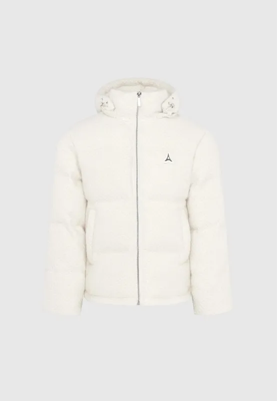Textured Knit Puffer Jacket - Cream sold by Maniere De Voir
