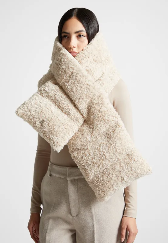 Leather and Plush Puffer Scarf - Beige sold by Maniere De Voir