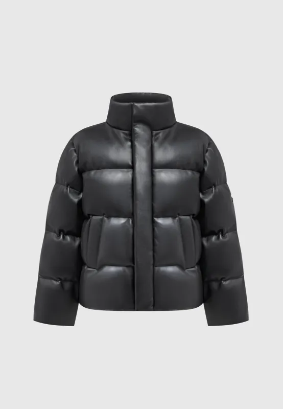 Leather Puffer Jacket - Black sold by Maniere De Voir