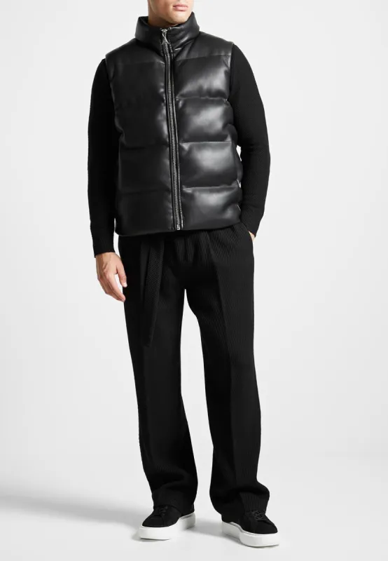 Leather Puffer Gilet - Black sold by Maniere De Voir