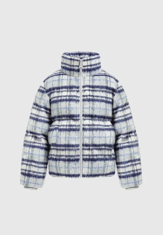 Down Reversible Tartan Print Puffer Coat | Parallel