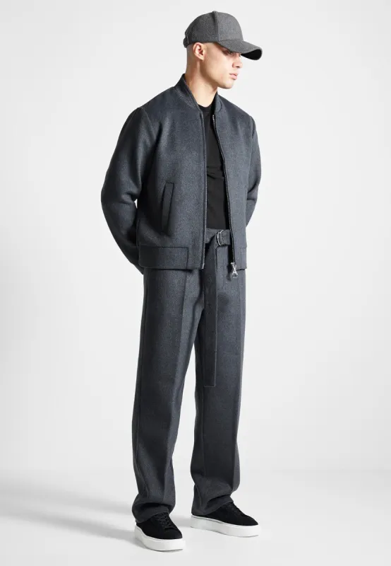 Wool Blend Marl Bomber Jacket - Charcoal Grey sold by Maniere De Voir
