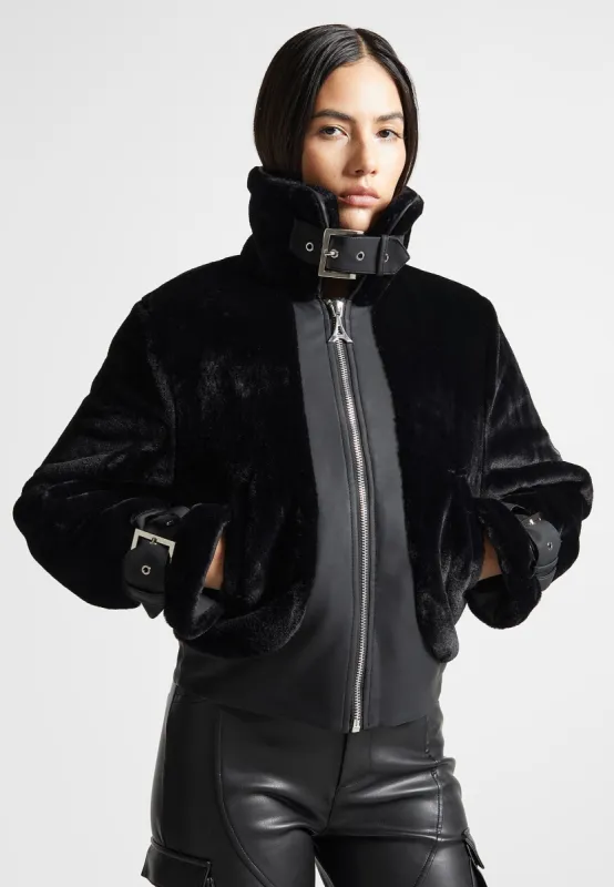 Plush Jacket with Lapel - Black sold by Maniere De Voir