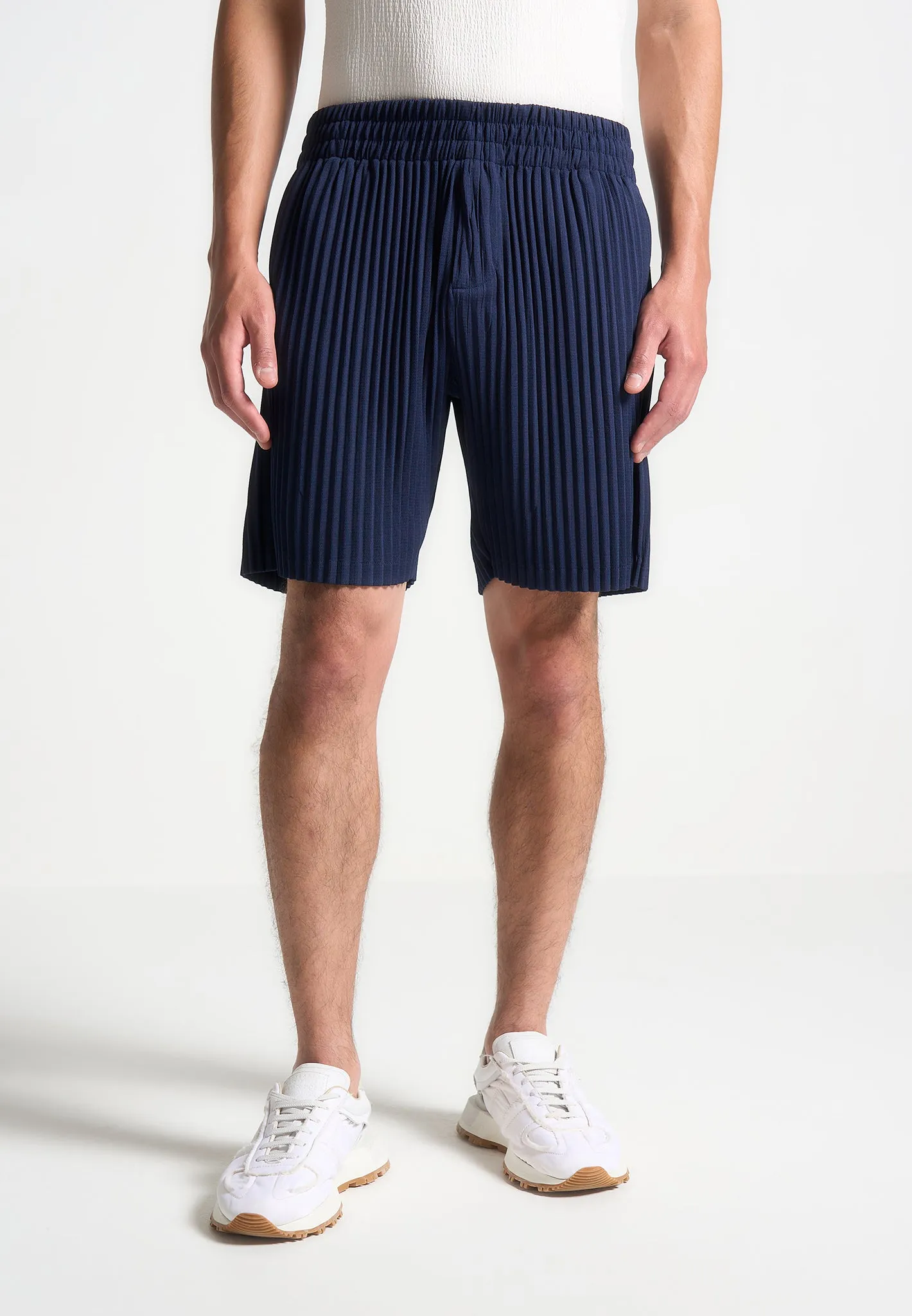 Pleated Shorts - Navy sold by Maniere De Voir product image thumbnail 3