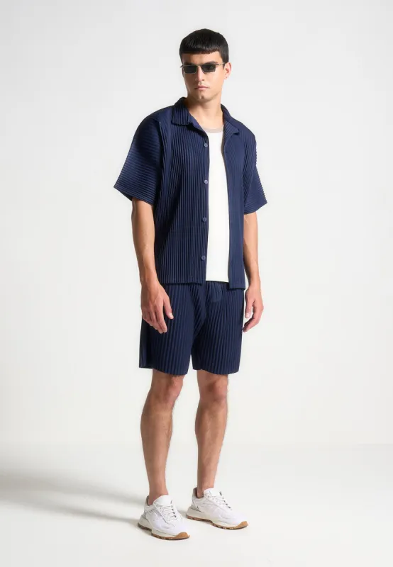 Pleated Shorts - Navy sold by Maniere De Voir