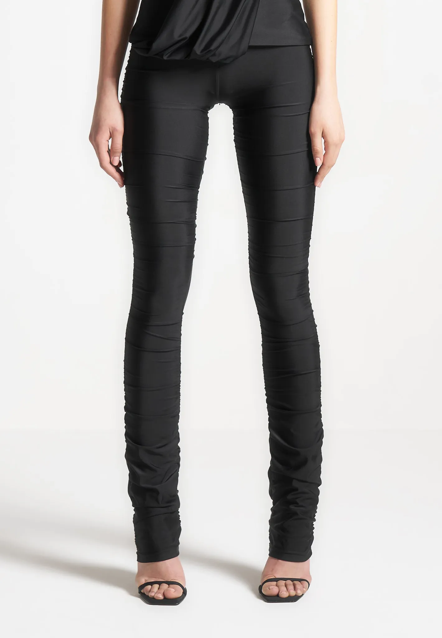 Ruched Fit and Flare Leggings - Black sold by Maniere De Voir product image thumbnail 3