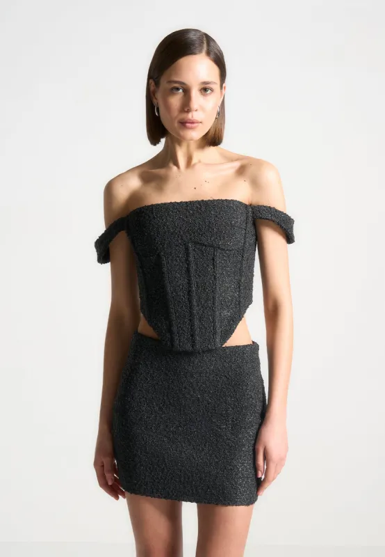 Bonnie - Boucle Bardot Corset Top - Black sold by Maniere De Voir