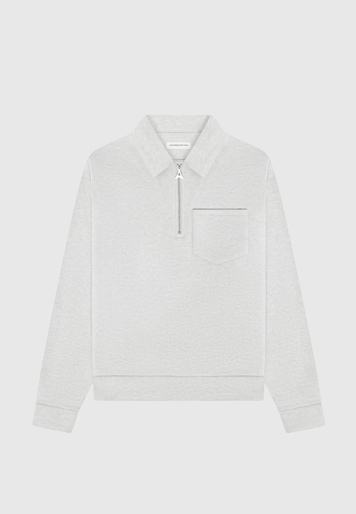 Long Sleeve Polo Zip Jumper - Light Grey Marl sold by Maniere De Voir product image thumbnail 2