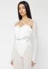 Sheer Bodysuit with Leather Corset - White sold by Maniere De Voir