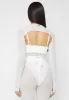 Sheer Bodysuit with Leather Corset - White sold by Maniere De Voir