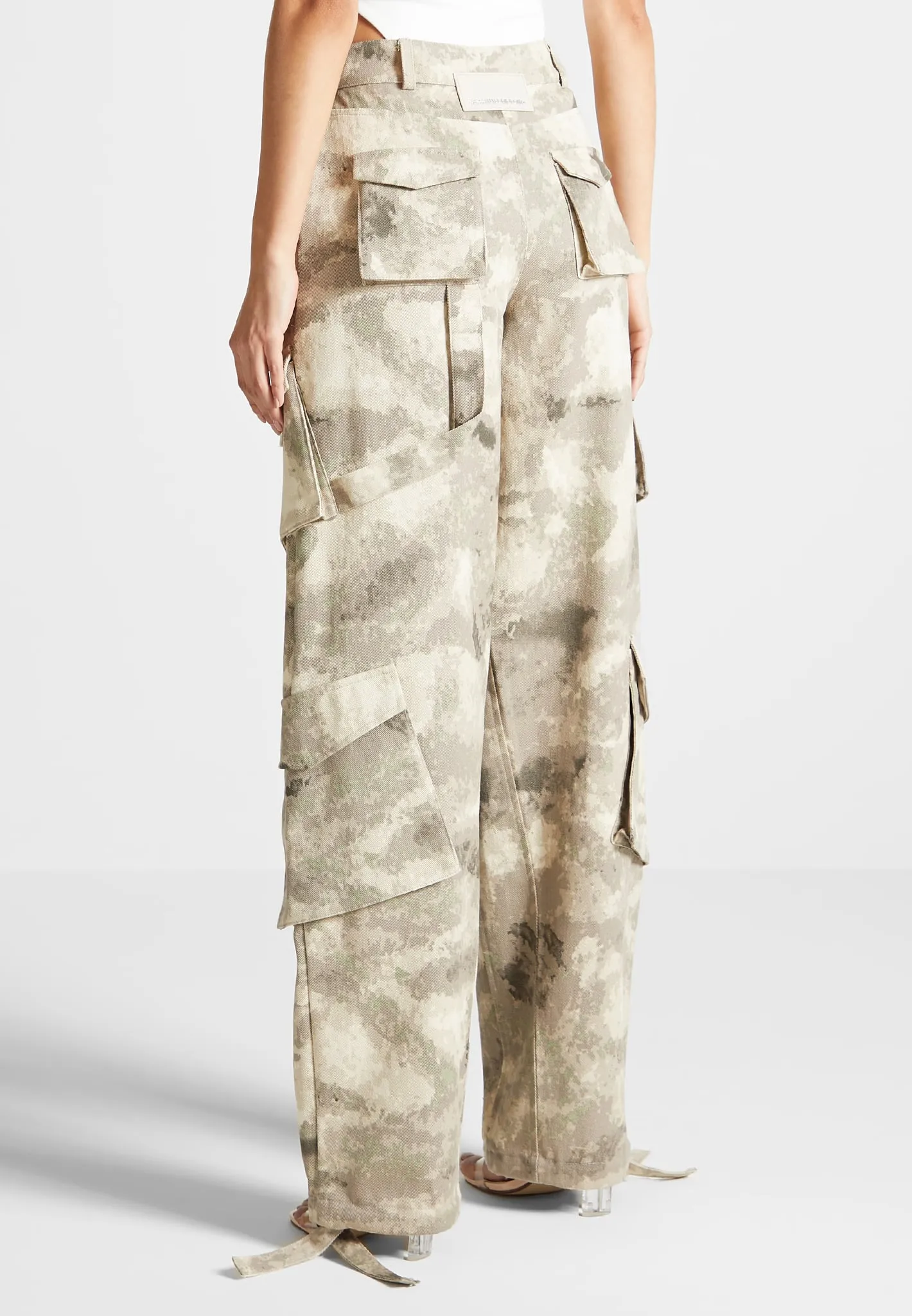 High Waisted Camo Cargo Pants - Beige sold by Maniere De Voir product image thumbnail 5