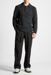 Boucle Knit Polo Jumper - Black sold by Maniere De Voir