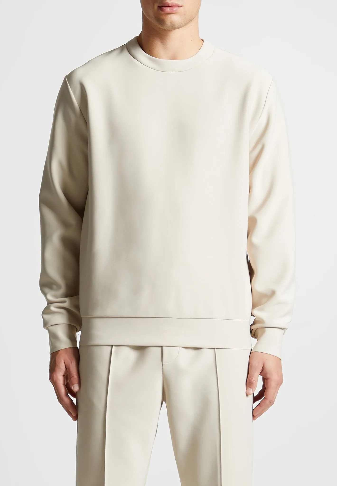 Neoprene Regular Fit Crew Neck Jumper - Stone sold by Maniere De Voir product image thumbnail 3