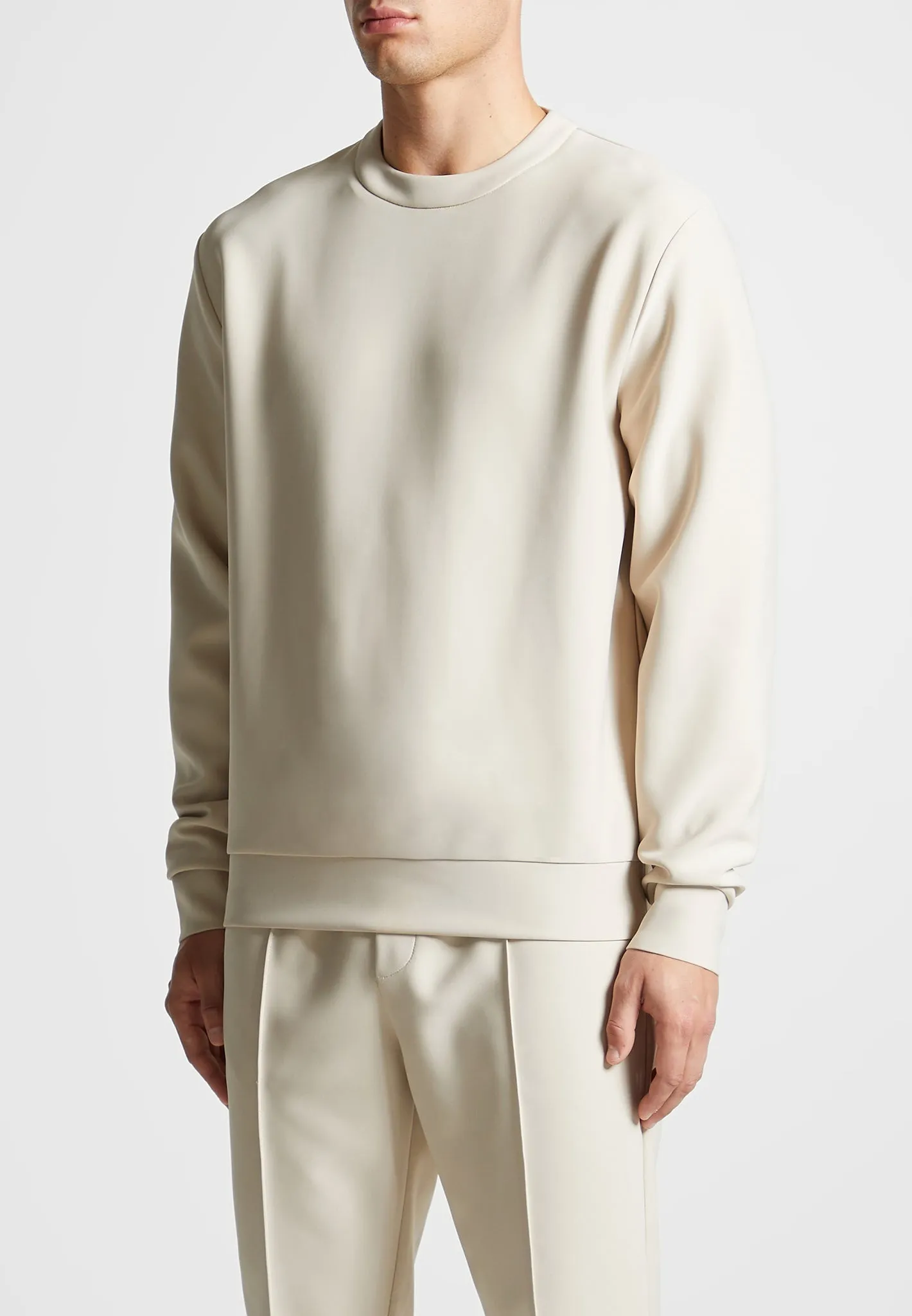 Neoprene Regular Fit Crew Neck Jumper - Stone sold by Maniere De Voir product image thumbnail 4