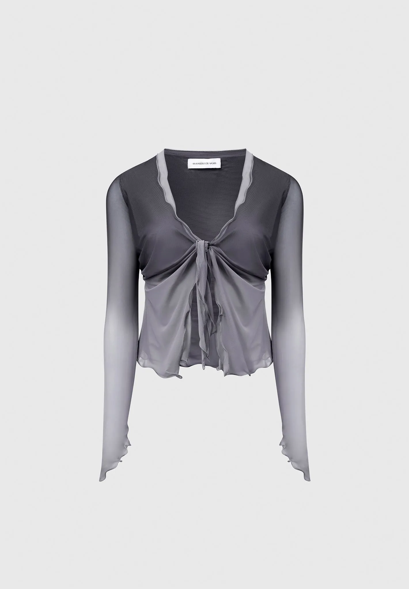 Ombre Mesh Tie Detail Top - Grey sold by Maniere De Voir product image thumbnail 2
