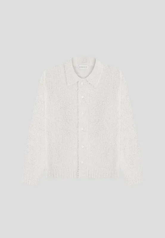 Boucle Knit Button Up Cardigan - Stone sold by Maniere De Voir