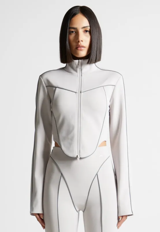 Reflective Piped Long Sleeve Corset Jacket - Grey sold by Maniere De Voir