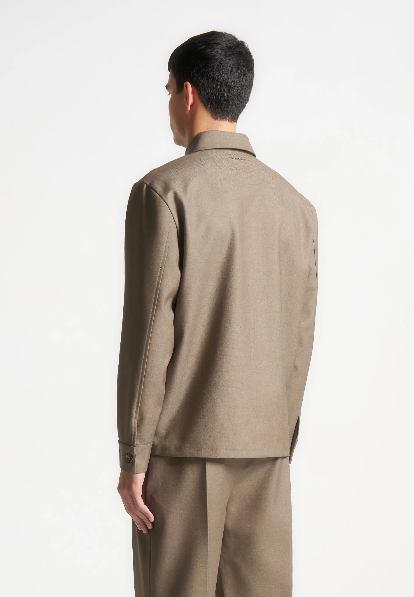 Hatched Tailored Long Sleeve Shirt - Khaki sold by Maniere De Voir product image thumbnail 5
