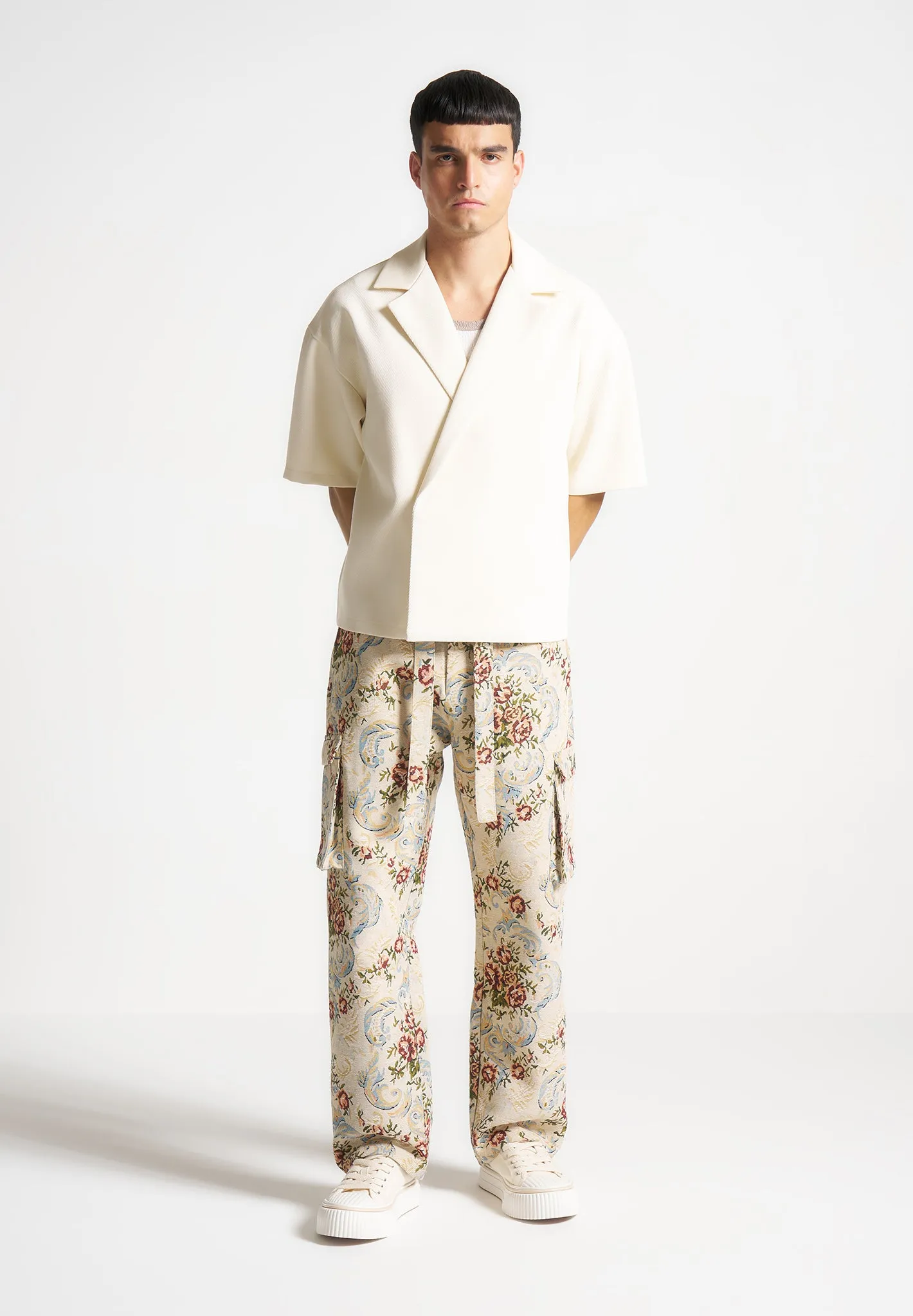 Limited Edition Jacquard Cargo Trousers - Beige sold by Maniere De Voir product image thumbnail 4