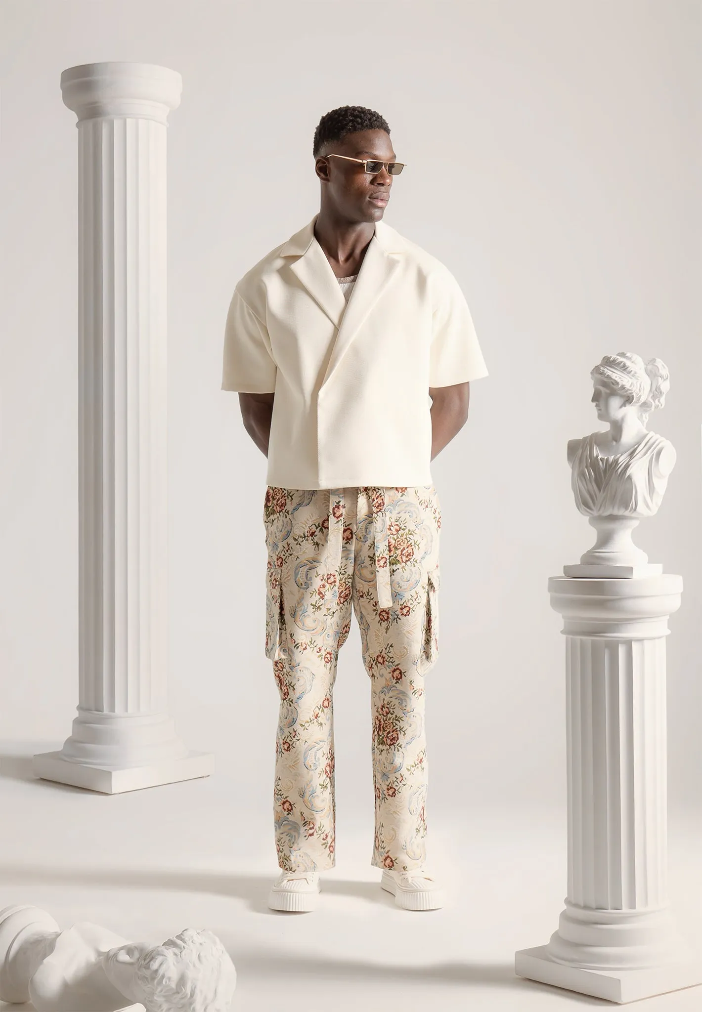 Limited Edition Jacquard Cargo Trousers - Beige sold by Maniere De Voir product image thumbnail 3