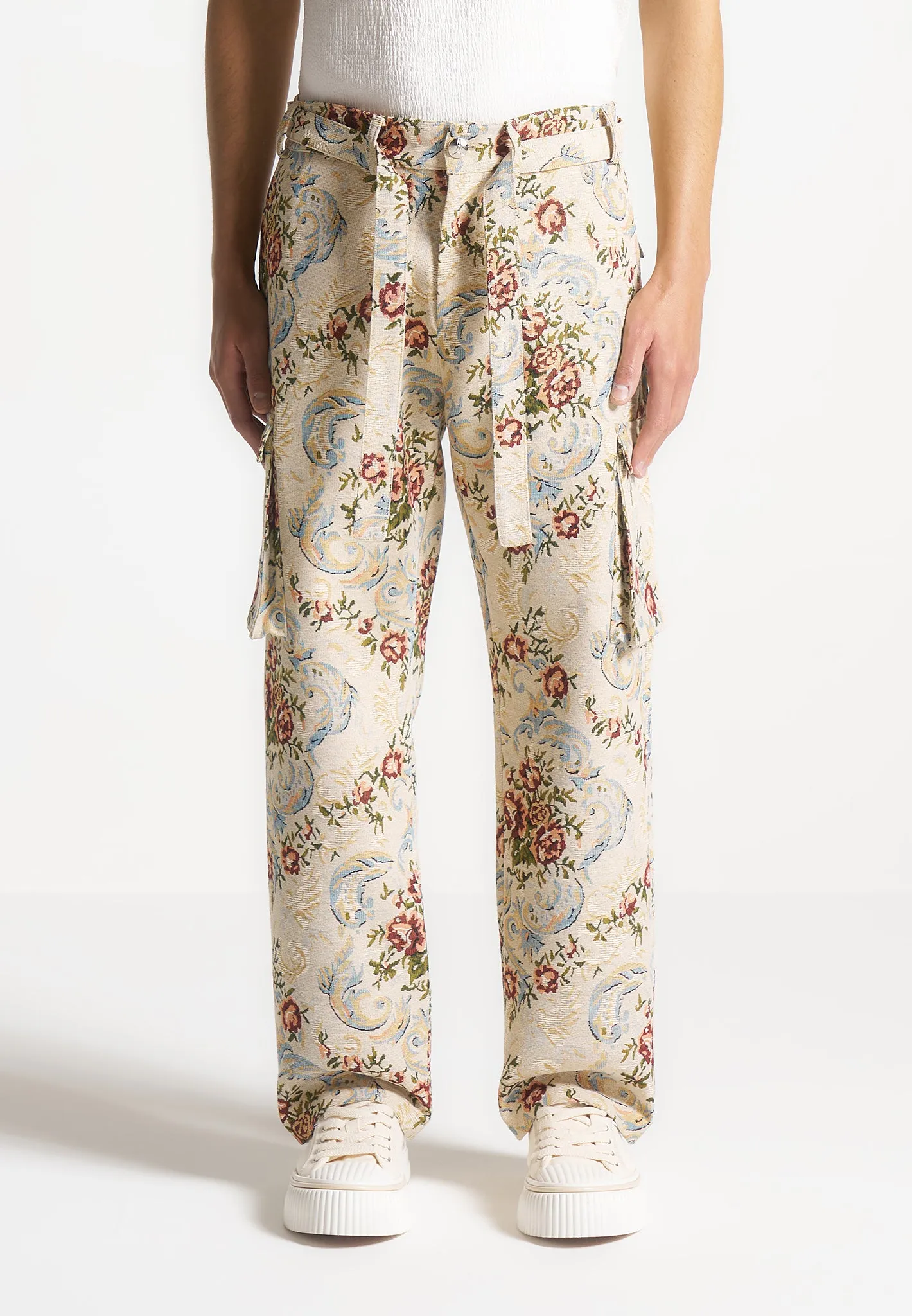 Limited Edition Jacquard Cargo Trousers - Beige sold by Maniere De Voir product image thumbnail 5