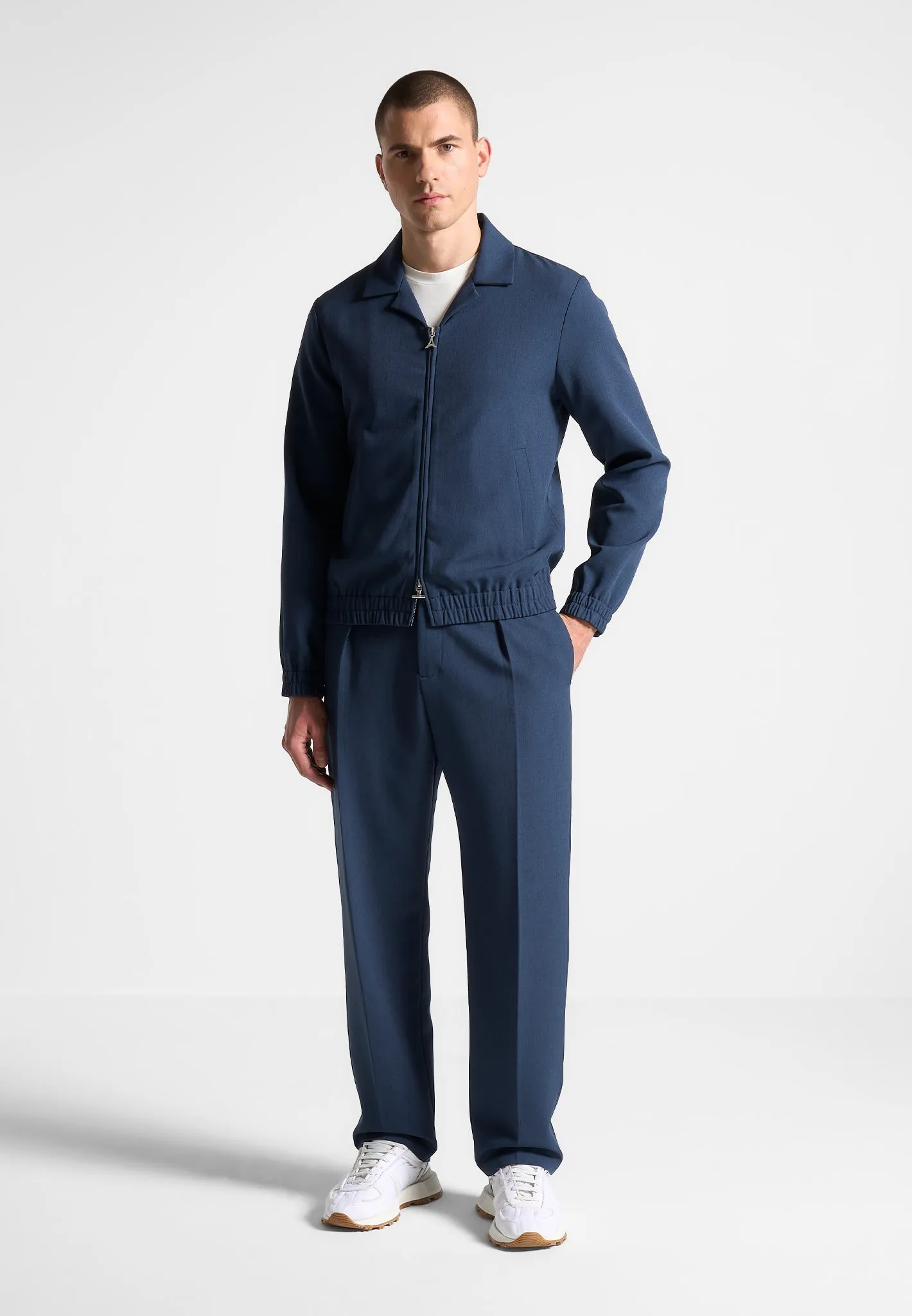 Relaxed Tailored Trousers with Pleat - Blue sold by Maniere De Voir