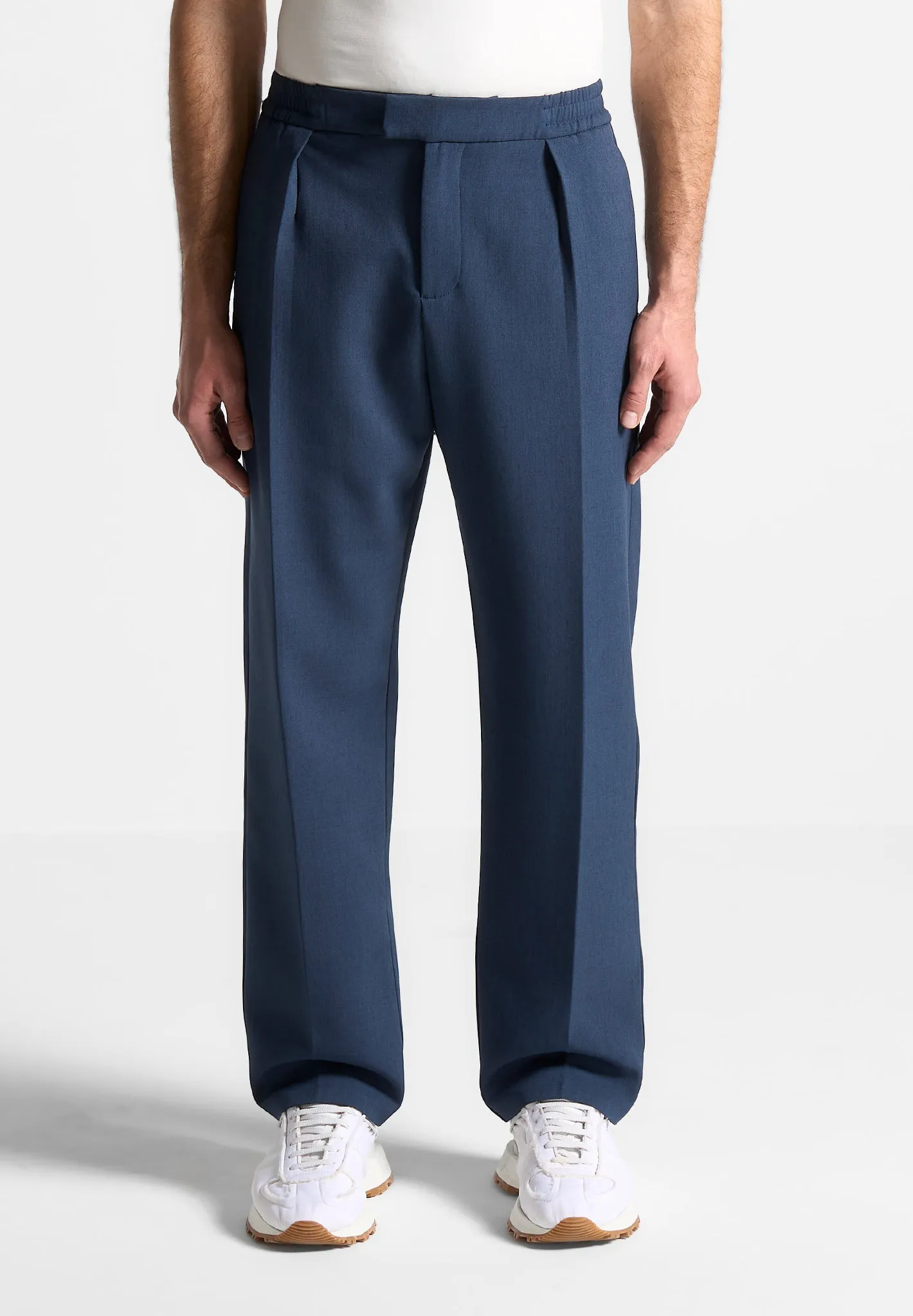 Relaxed Tailored Trousers with Pleat - Blue sold by Maniere De Voir product image thumbnail 4