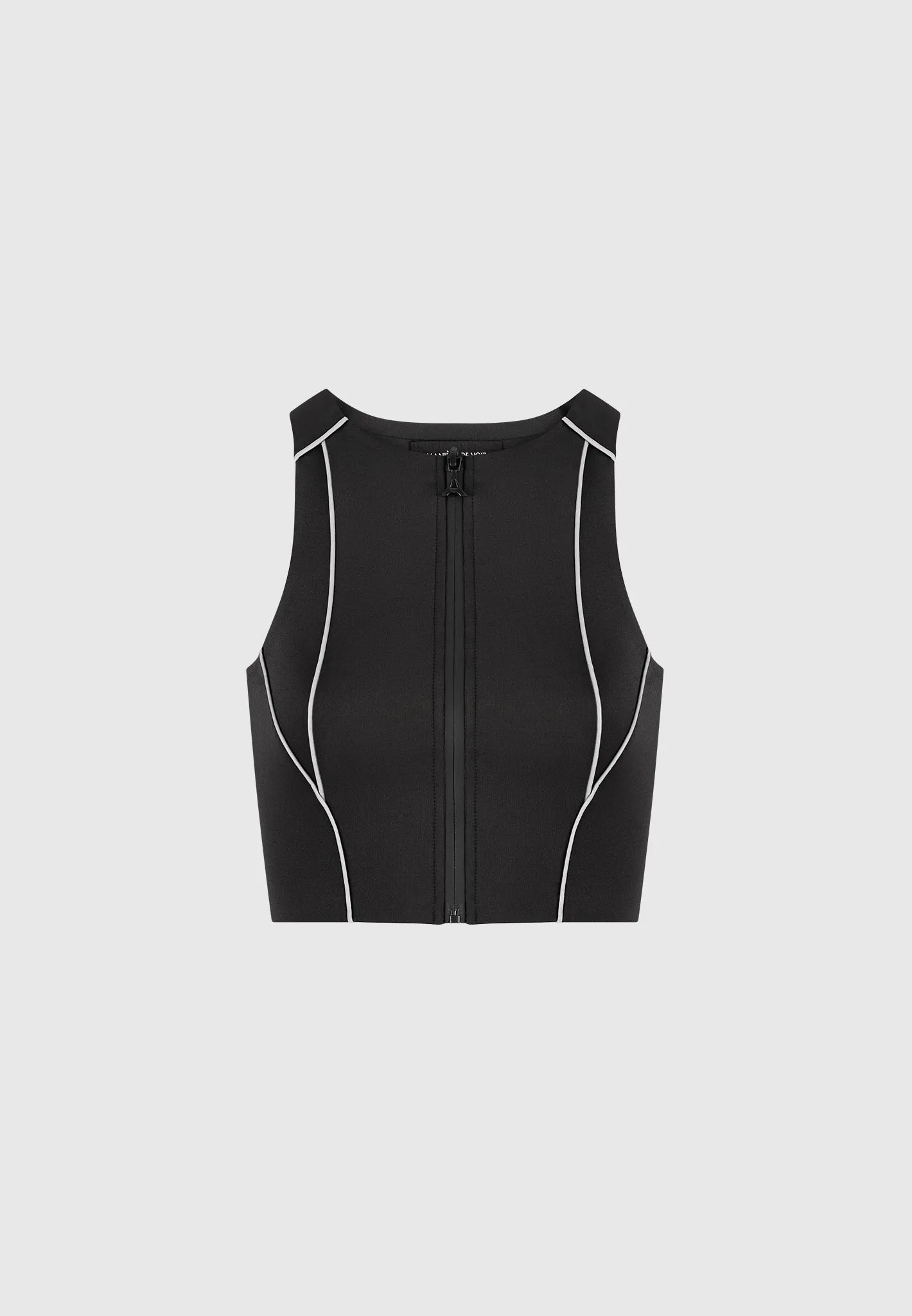 Reflective Piped Racer Crop Top - Black sold by Maniere De Voir product image thumbnail 5