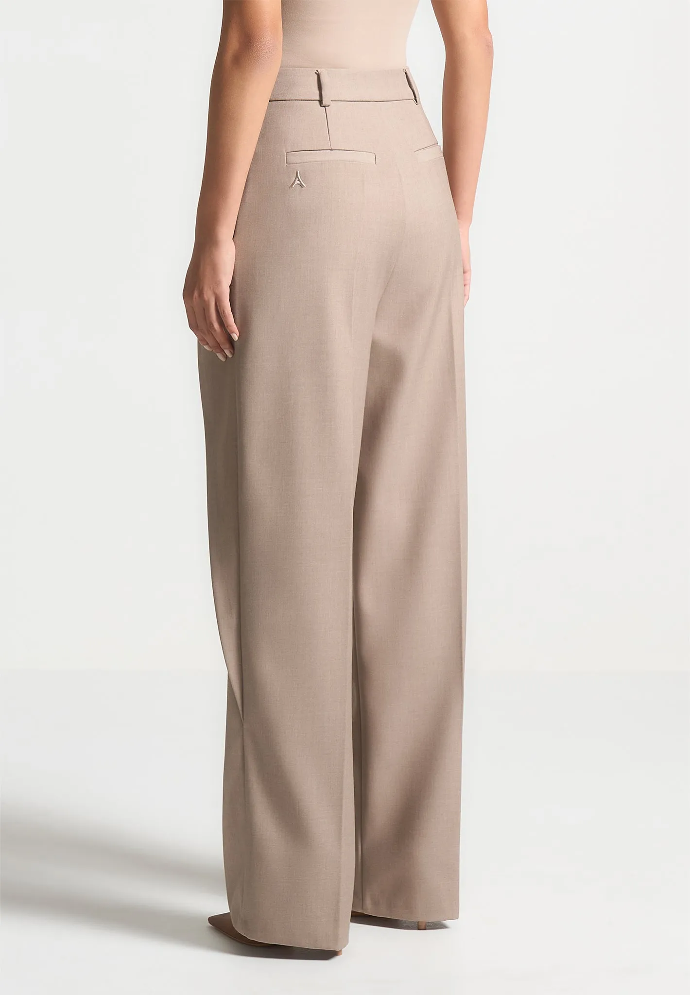 Foldover Tailored Trousers with D-Ring Belt - Taupe sold by Maniere De Voir product image thumbnail 3