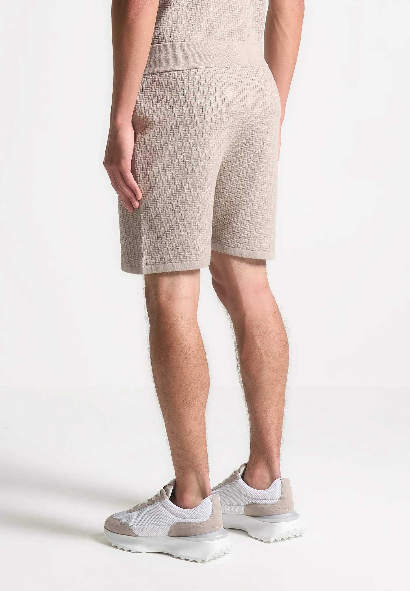 Herringbone Knit Shorts - Taupe sold by Maniere De Voir product image thumbnail 5