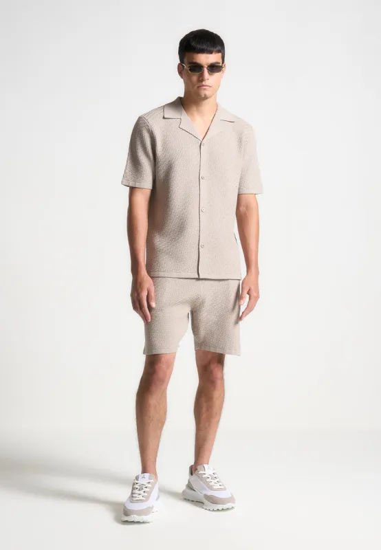 Herringbone Knit Shorts - Taupe sold by Maniere De Voir