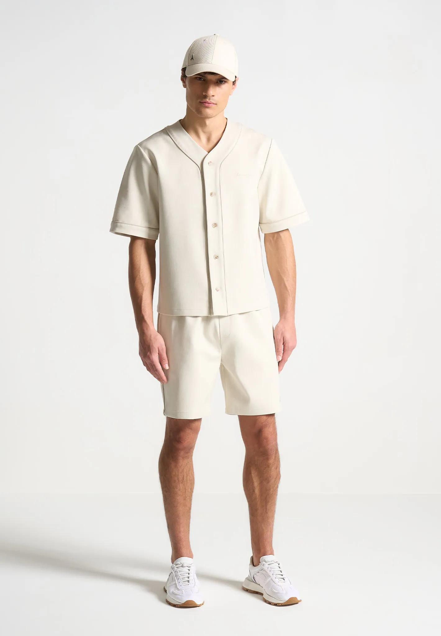 Signature Boxy Baseball Shirt - Beige sold by Maniere De Voir