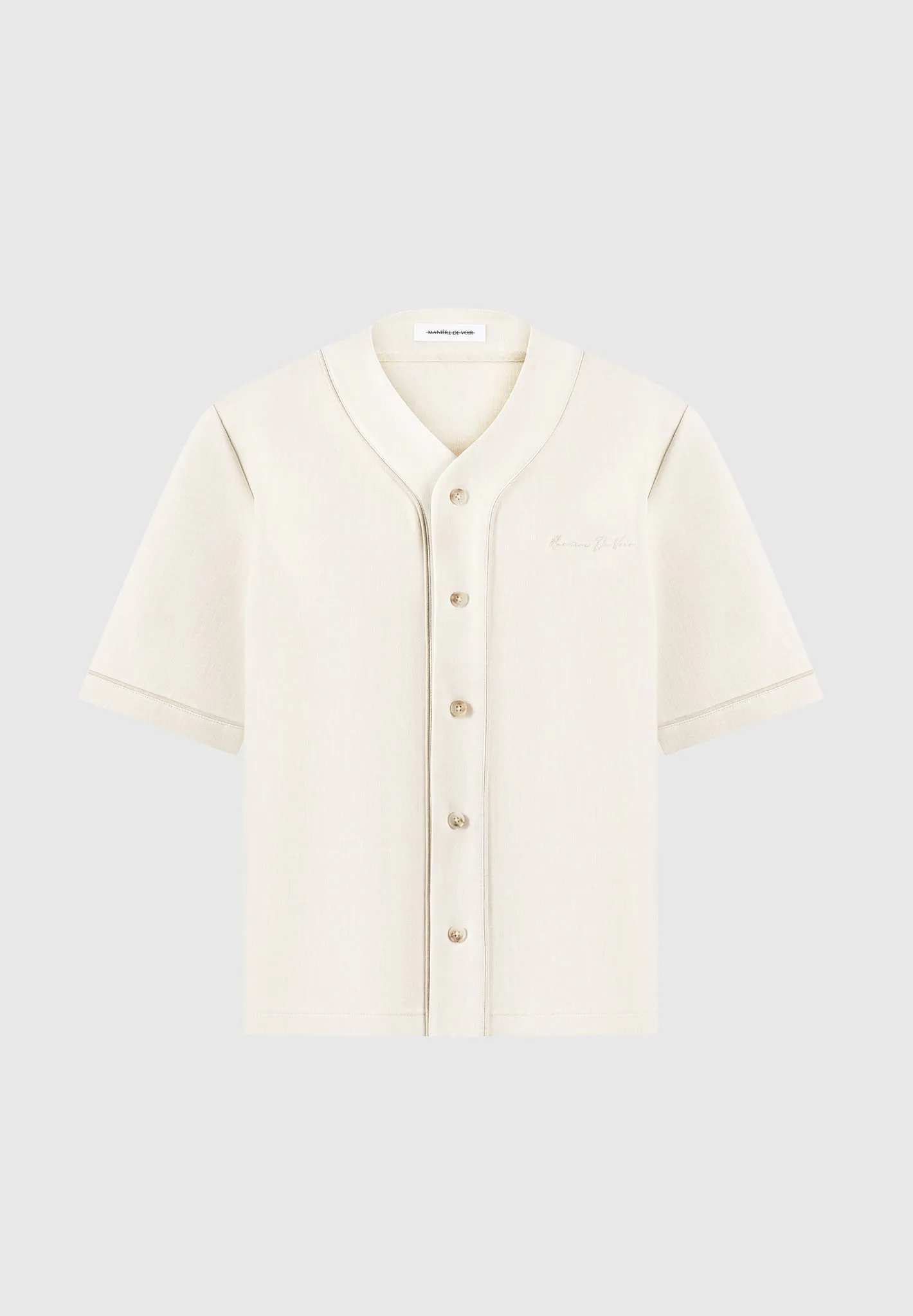 Signature Boxy Baseball Shirt - Beige sold by Maniere De Voir product image thumbnail 2