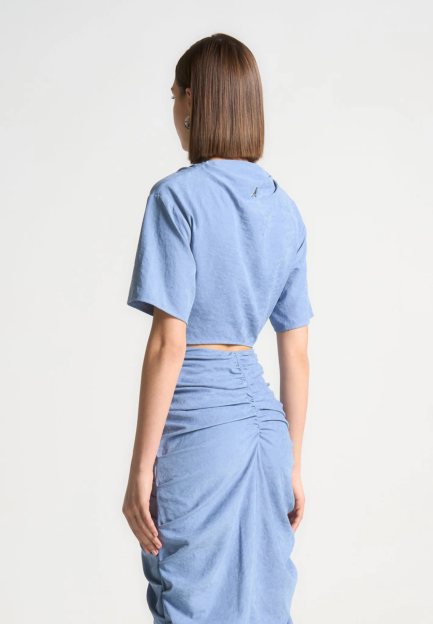 Cowl Neck Drape T-Shirt - Blue sold by Maniere De Voir product image thumbnail 4