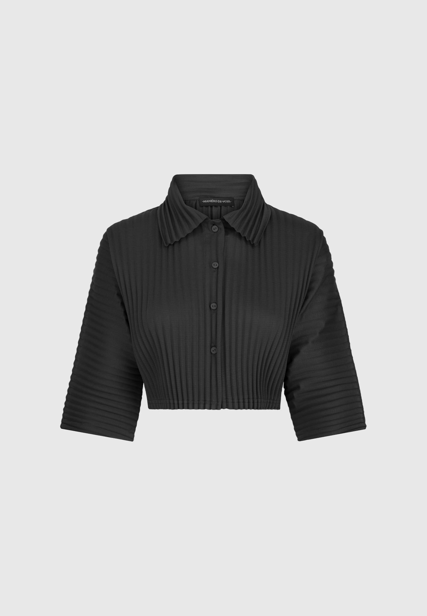 Pleated Cropped Shirt - Black sold by Maniere De Voir product image thumbnail 2