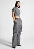 Tailored Cargo Trousers - Grey/Black sold by Maniere De Voir