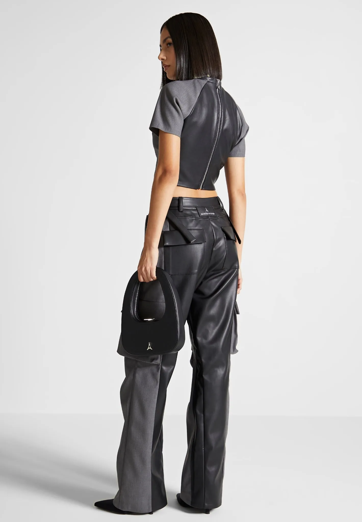 Tailored Cargo Trousers - Grey/Black sold by Maniere De Voir product image thumbnail 4