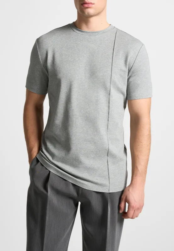 Éternel Regular Fit Cotton T-Shirt with Pintuck - Grey sold by Maniere De Voir