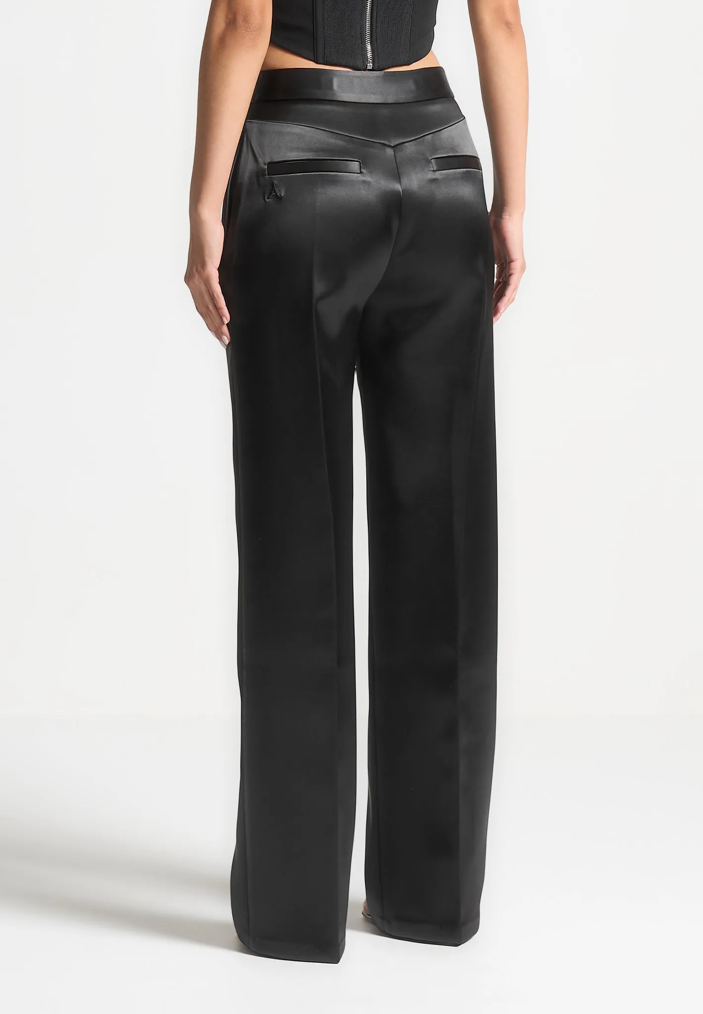 Bella - Satin Tailored Trousers - Black sold by Maniere De Voir product image thumbnail 3