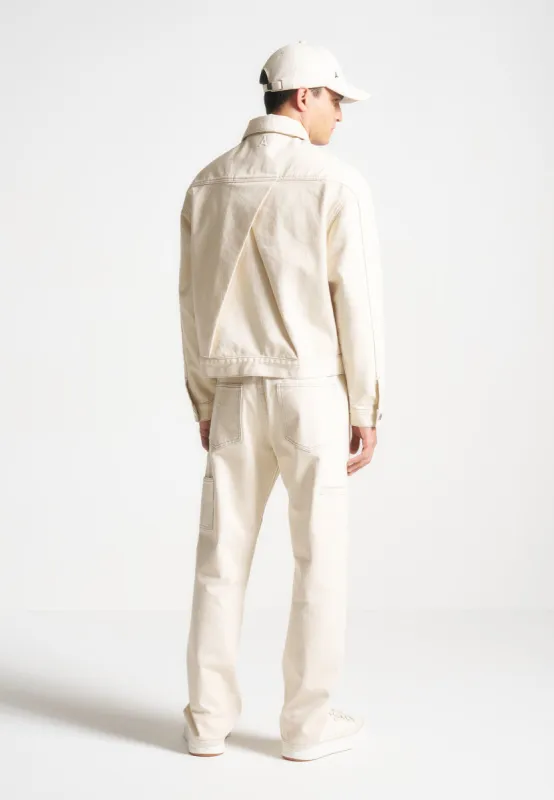 Contrast Stitch Carpenter Jacket - Cream sold by Maniere De Voir