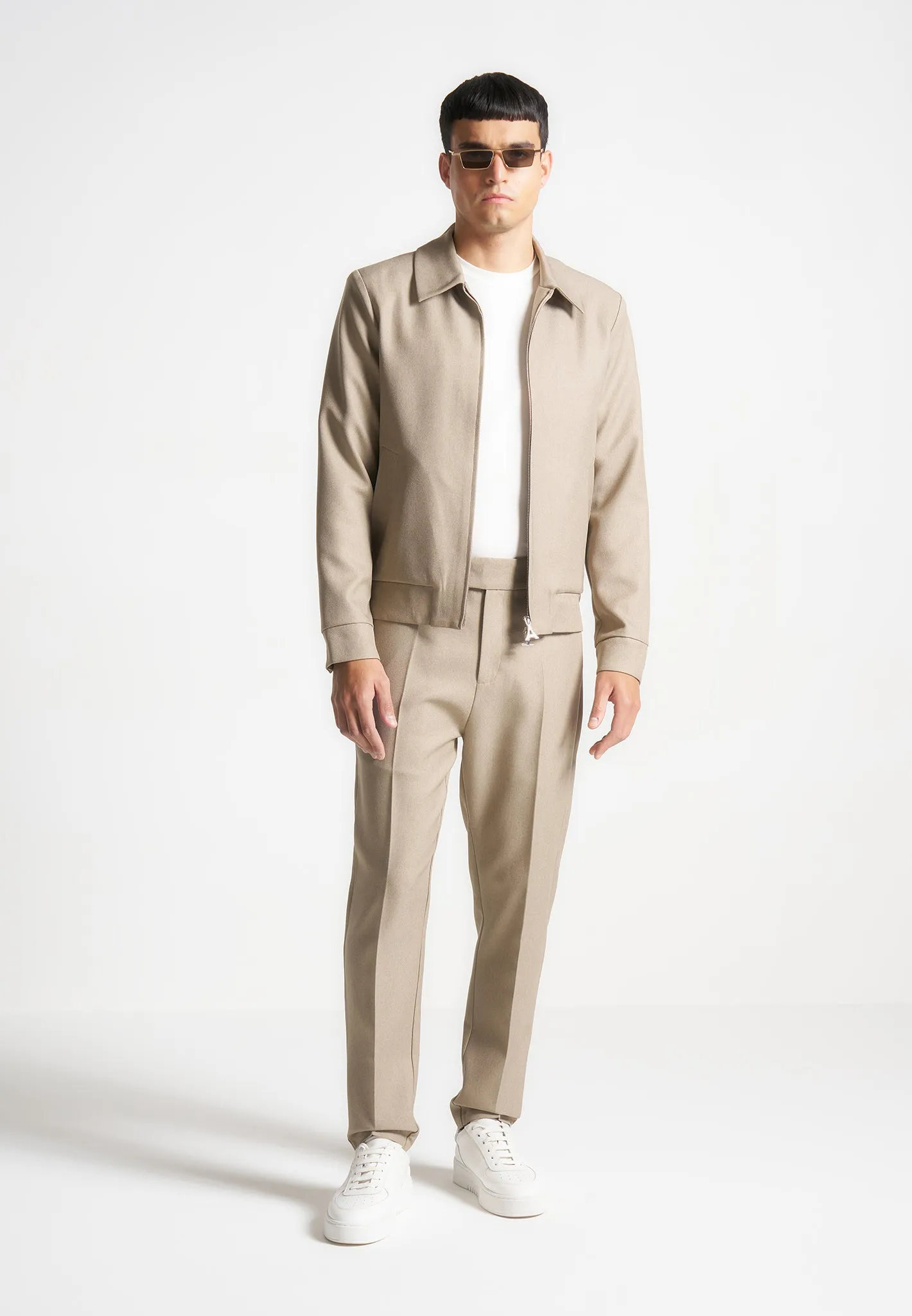Slim Fit Pleated Tailored Trousers - Beige sold by Maniere De Voir product image thumbnail 3