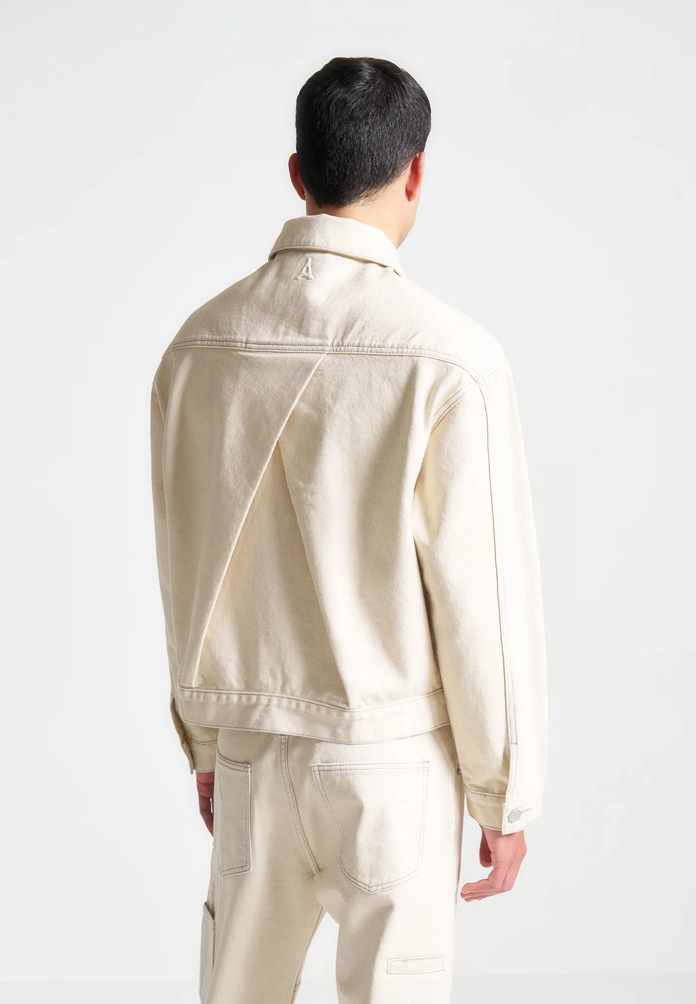 Contrast Stitch Carpenter Jacket - Cream sold by Maniere De Voir product image thumbnail 5