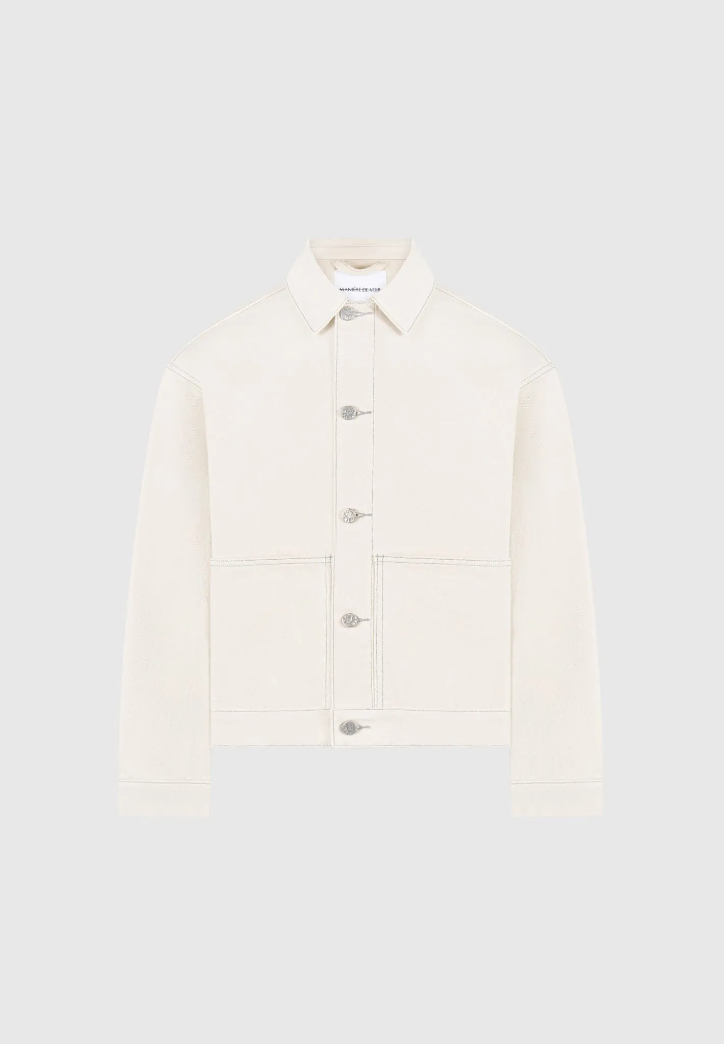 Contrast Stitch Carpenter Jacket - Cream sold by Maniere De Voir product image thumbnail 2