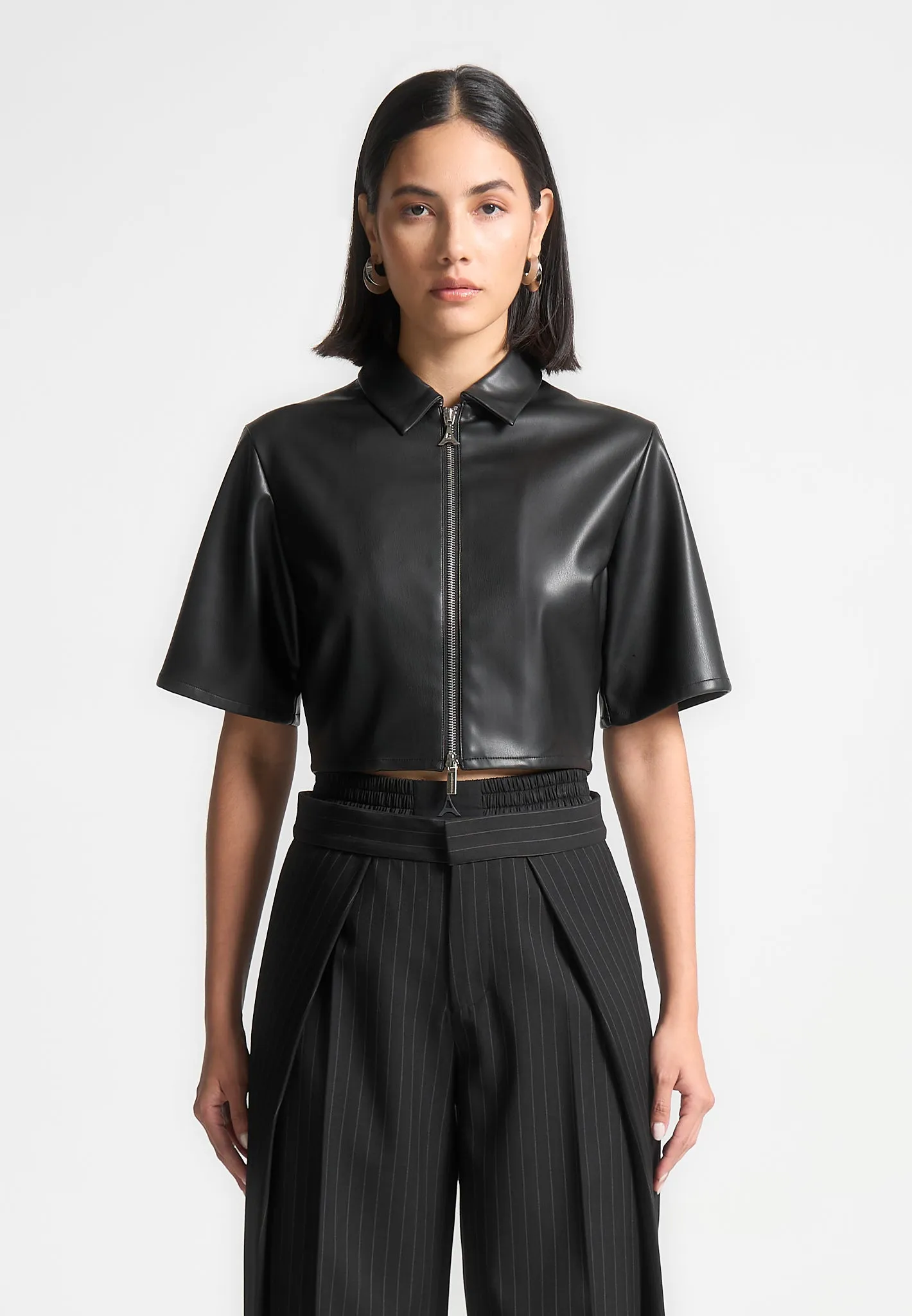 Leather Shirt - Black sold by Maniere De Voir product image thumbnail 3