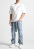 MDV Rhinestone Eiffel Patch Jeans - Stonewash Blue sold by Maniere De Voir