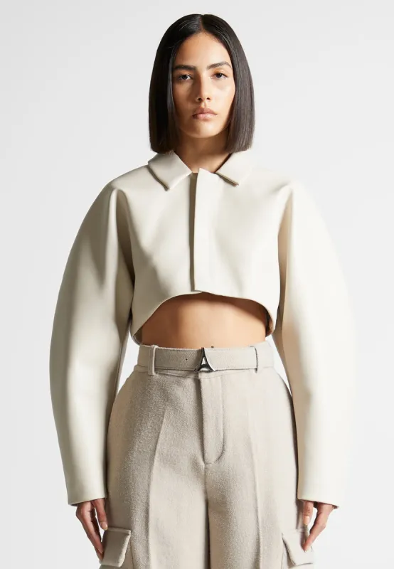 Leather Super Cropped Jacket - Beige sold by Maniere De Voir